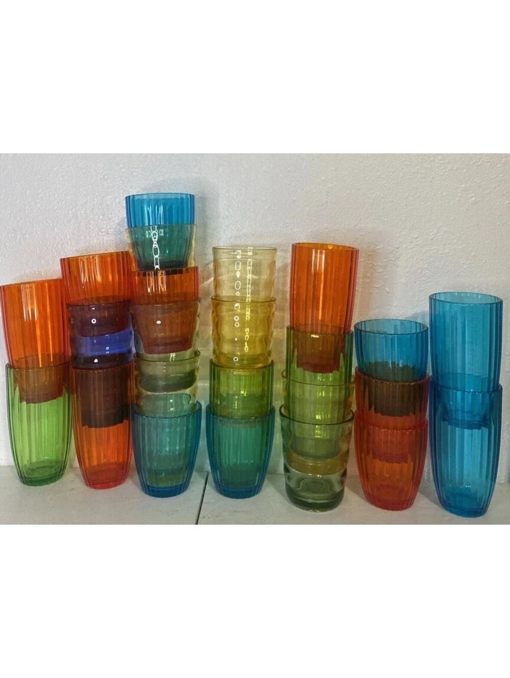 Set of 21 Large / Small Multi-color Tumblers Cup Plastic Big Medium Small Mixed